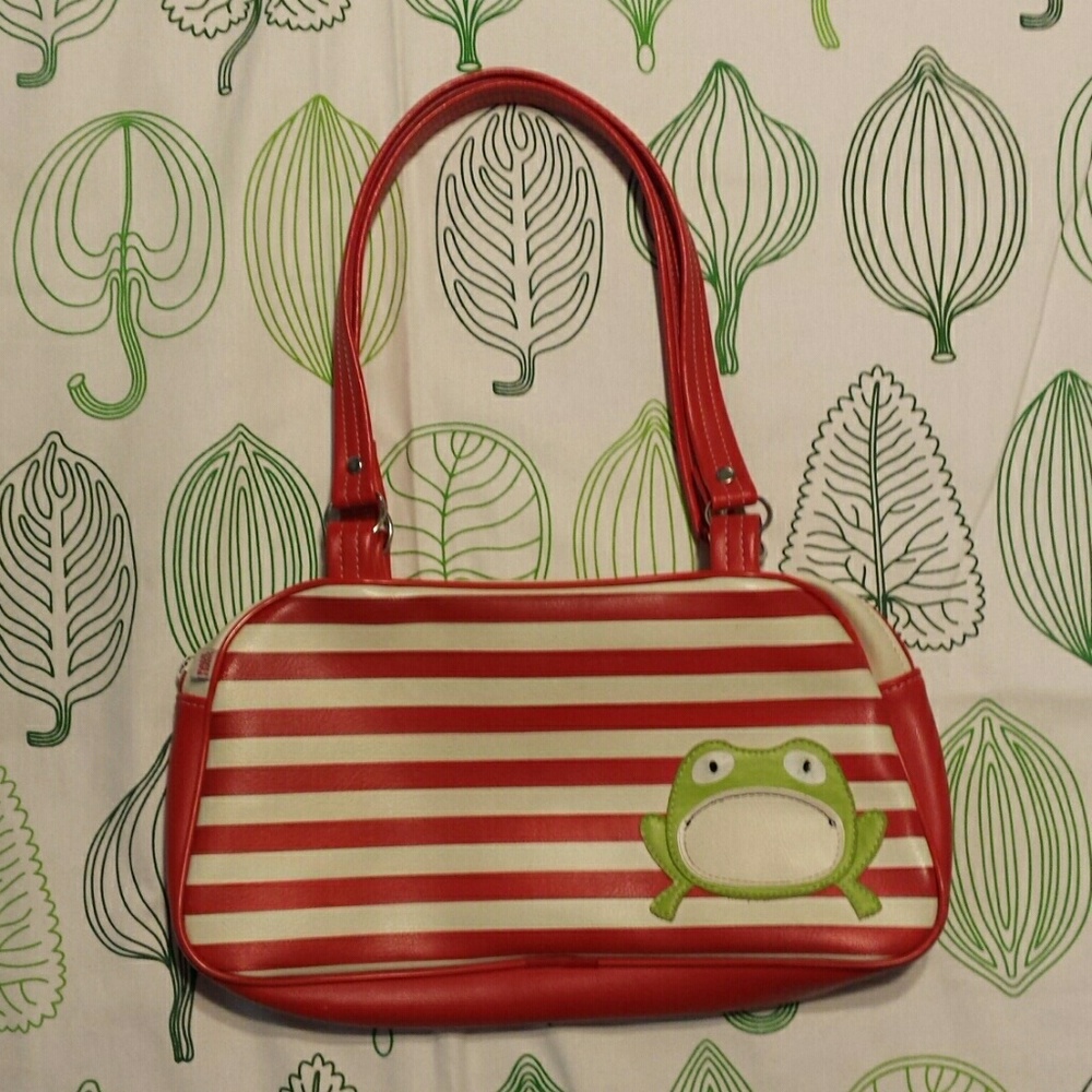Paul Frank Rare Vinyl Striped Purse with Frog